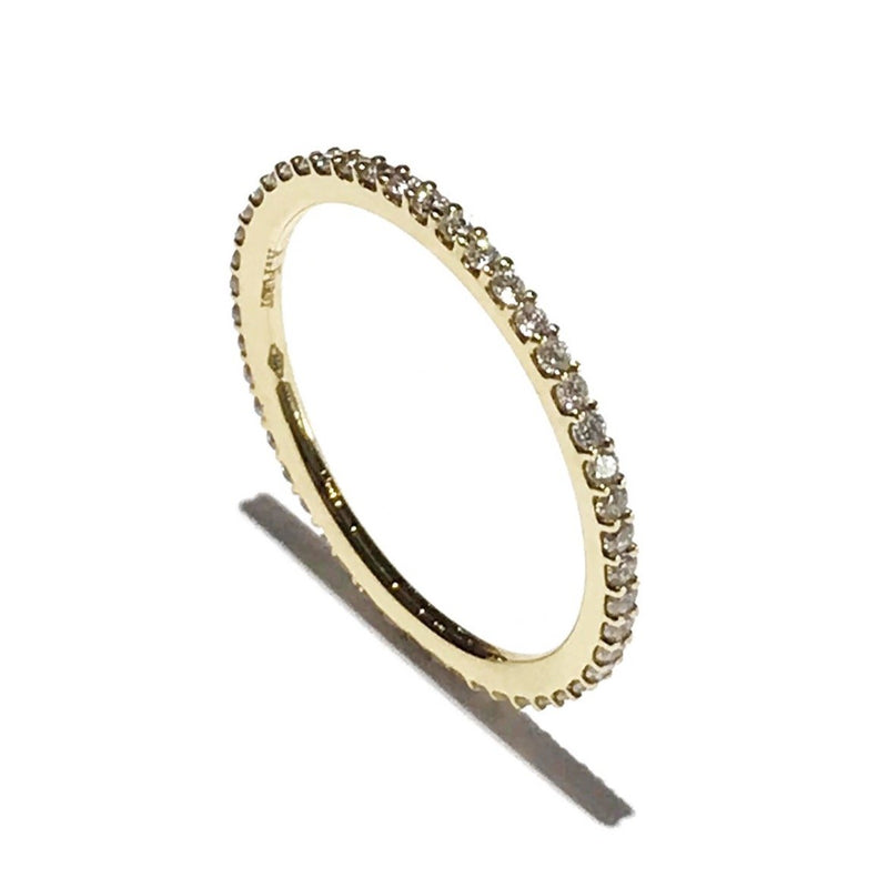 France - Eternity Band Ring with White Diamonds all around, 18k Yellow Gold
