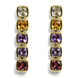 A & Furst - Gaia - Drop Earrings with Multicolor Rose Tones Gemstones, 18k Yellow Gold