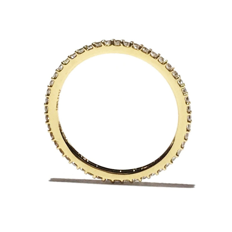 France - Eternity Band Ring with White Diamonds all around, 18k Yellow Gold
