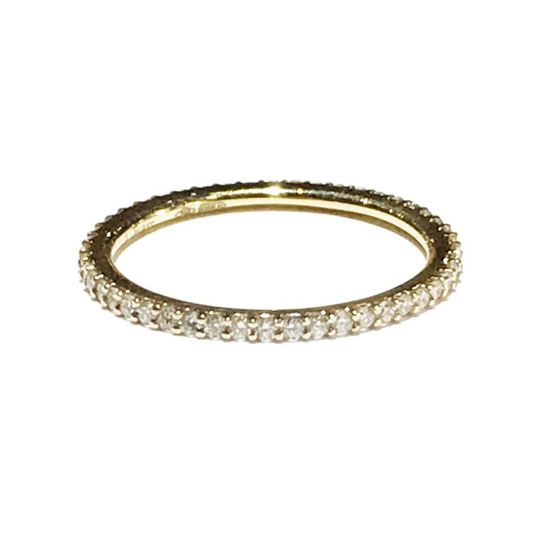 France - Eternity Band Ring with White Diamonds all around, 18k Yellow Gold