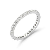 France Eternity Band Ring with White Diamonds all around, French-set, 18k White Gold