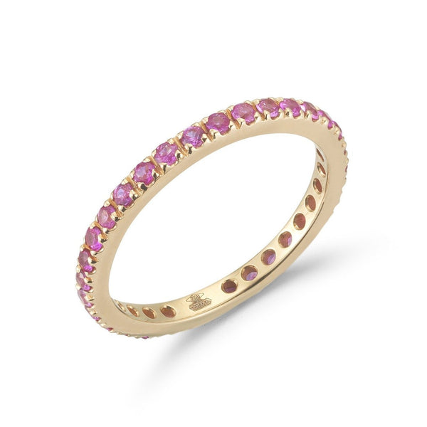 France Eternity Band Ring with Pink Sapphires all around, French-set, 18k Rose Gold