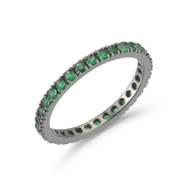 A & Furst - France Eternity Band Ring with Emeralds all around, French-set, 18k Blackened Gold