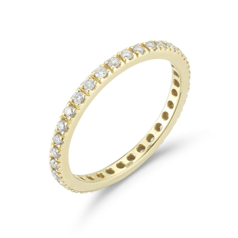 A & Furst - France Band Ring with White Diamonds on the 3/4, French-set, 18k Yellow Gold