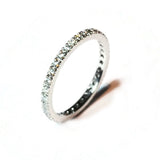 France Eternity Band Ring with White Diamonds all around, French-set, 18k White Gold