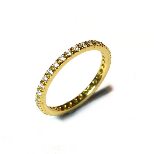 A & Furst - France Eternity Band Ring with White Diamonds all around, French-set, 18k Yellow Gold