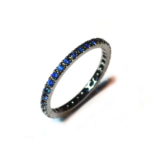 A & Furst - France Eternity Band Ring with Blue Sapphires all around, French-set, 18k Blackened Gold