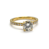 France Engagement Ring with Round Diamond 1.33 carat, 18k Yellow Gold