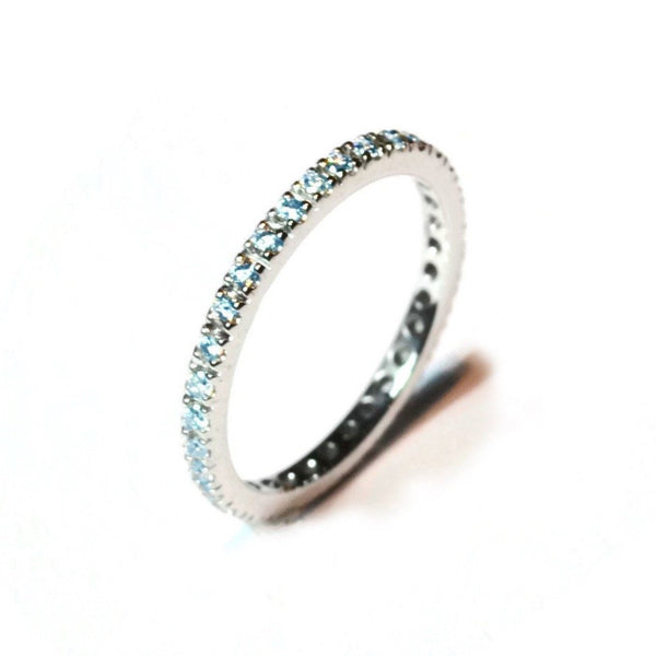 A & Furst - France Eternity Band Ring with Blue Topaz all around, French-set, 18k White Gold