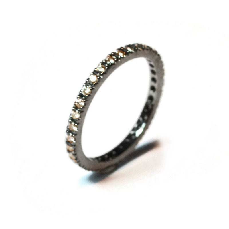 A & Furst - France Eternity Band Ring with Brown Diamonds all around, French-set, 18k Blackened Gold