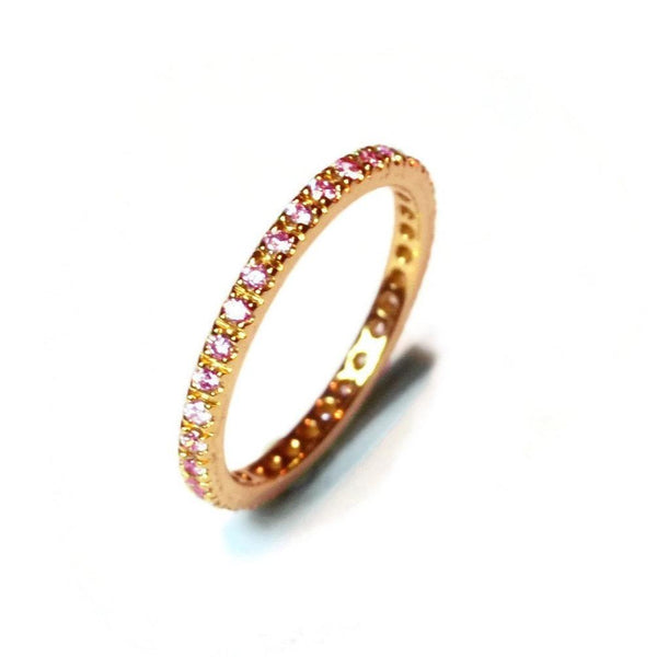 France Eternity Band Ring with Pink Sapphires all around, French-set, 18k Rose Gold