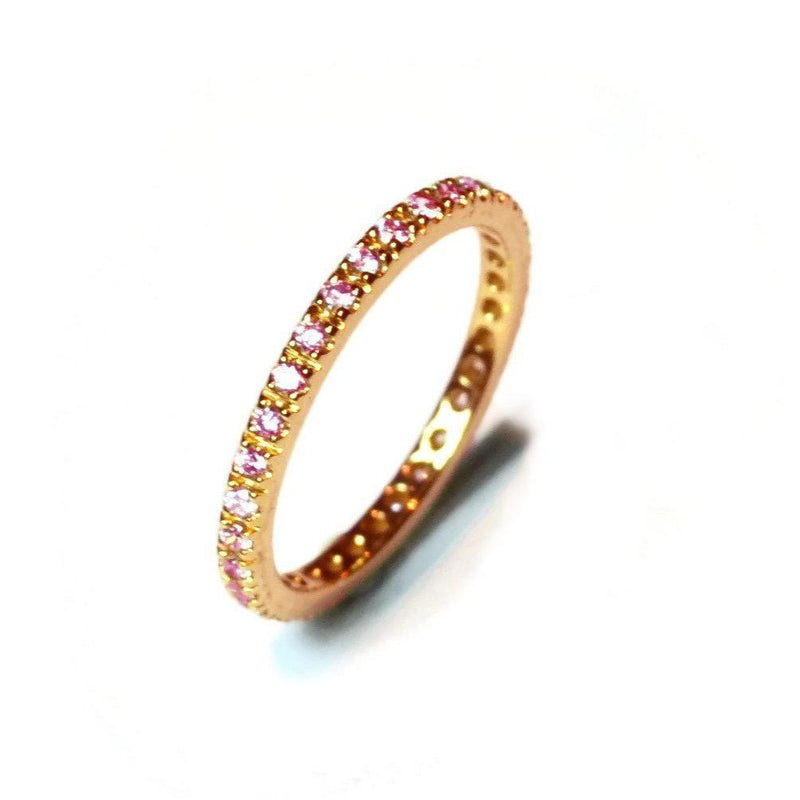 France Eternity Band Ring with Pink Sapphires all around, French-set, 18k Rose Gold