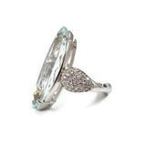 A & Furst - Fleur de Lys - One of a Kind Cocktail Ring with Aquamarine and Diamonds, 18k White Gold