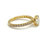 France Engagement Ring with Round Diamond 1.33 carat, 18k Yellow Gold