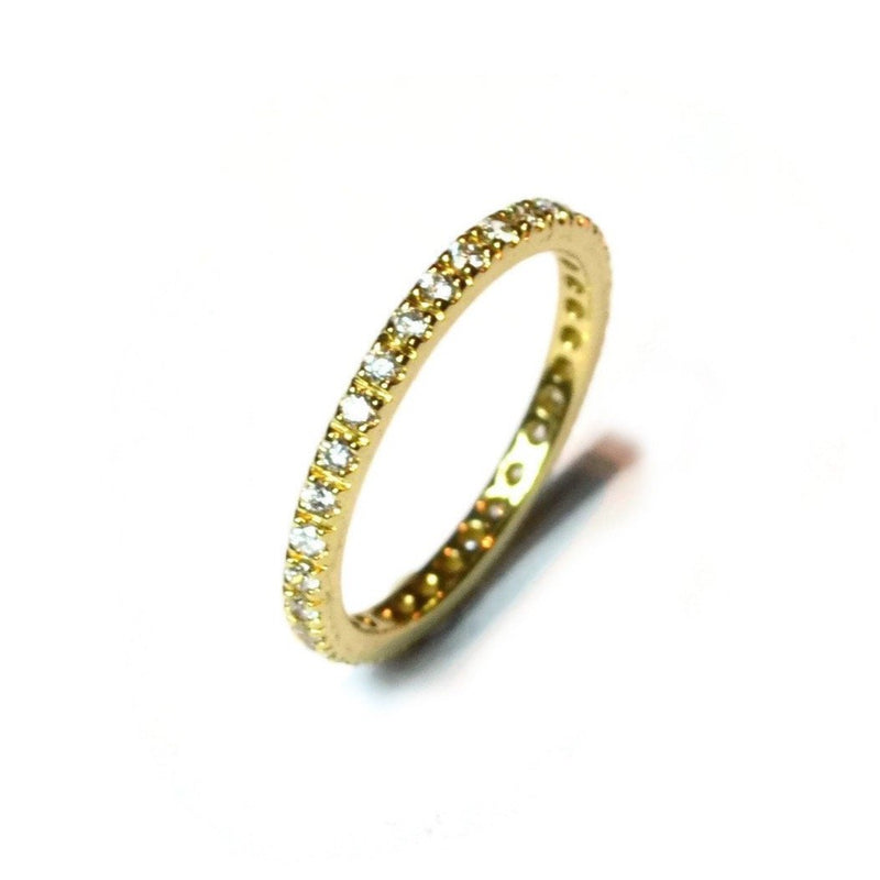 A & Furst - France Eternity Band Ring with White Diamonds all around, French-set, 18k Yellow Gold