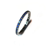 A & Furst - France Eternity Band Ring with Blue Sapphires all around, French-set, 18k Blackened Gold