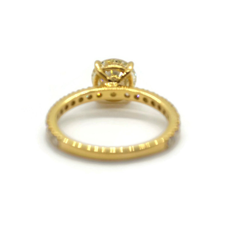 France Engagement Ring with Round Diamond 1.33 carat, 18k Yellow Gold