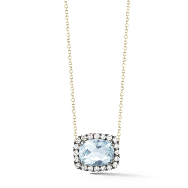 A & Furst - Dynamite - Pendant Necklace with Blue Topaz and Diamonds, 18k Yellow and Blackened Gold
