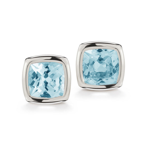 A & Furst - Gaia - Stud Earrings with Blue Topaz, 18k White Gold