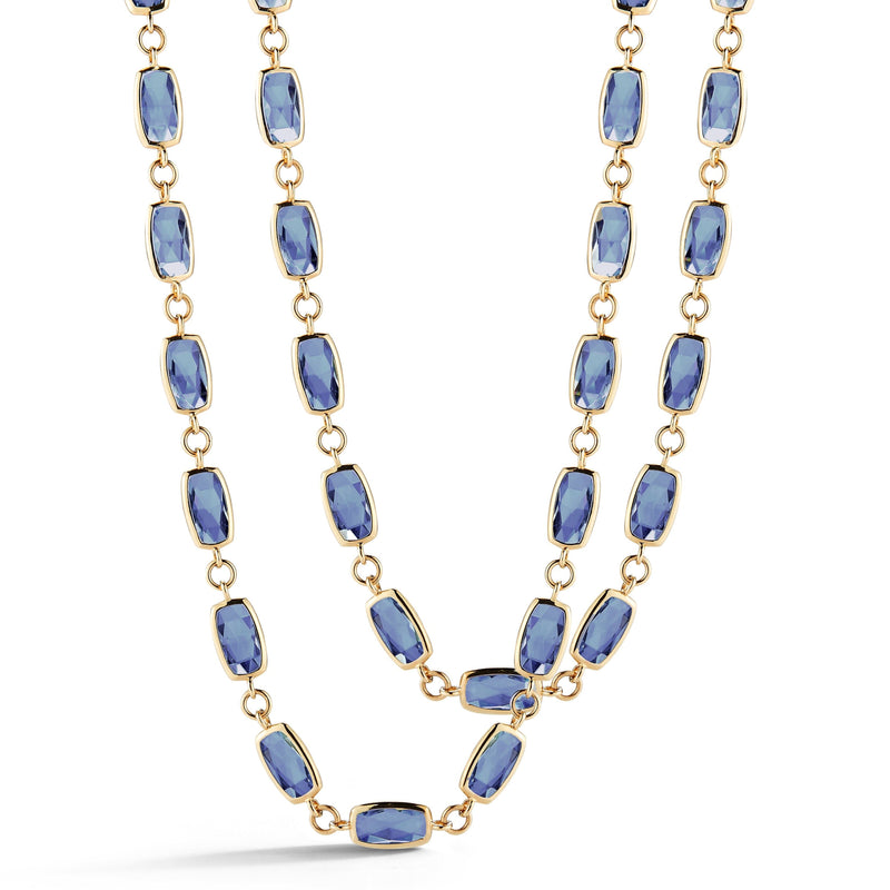 A & Furst - Gaia - Long Necklace with London Blue Topaz, 18k Yellow Gold