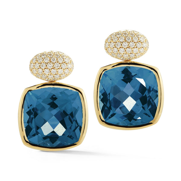 A & Furst - Gaia - Drop Earrings with London Blue Topaz and Diamonds, 18k Yellow Gold