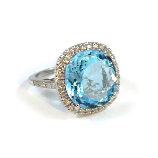 A & Furst - Le Grand Magnifique - Ring with Blue Topaz and Diamonds, 18k White Gold