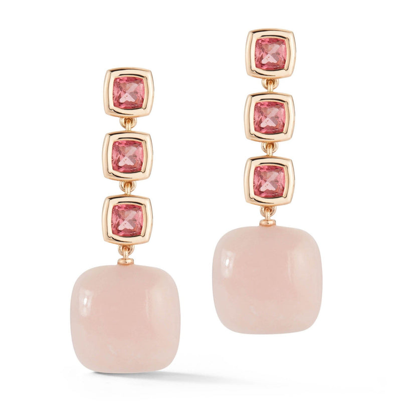 A & Furst - Gaia - Drop Earrings with Pink Tourmaline and Pink Opal, 18k Rose Gold