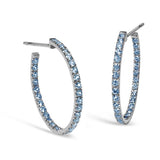 A & Furst - France - Hoop Earrings with Blue Topaz inside-out, French-set, 18k Blackened Gold