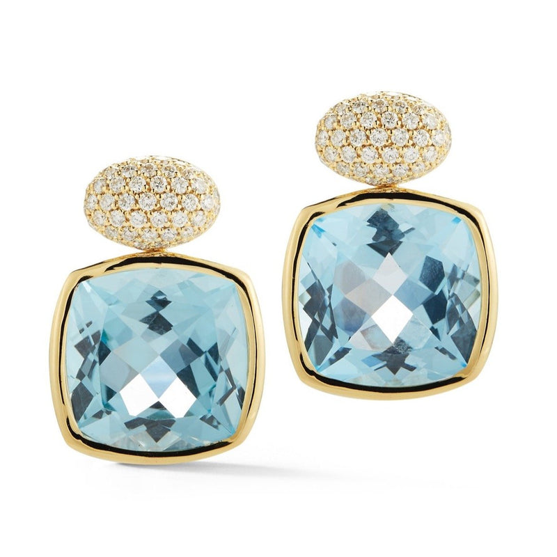 A & Furst - Gaia - Drop Earrings with Blue Topaz and Diamonds, 18k Yellow Gold