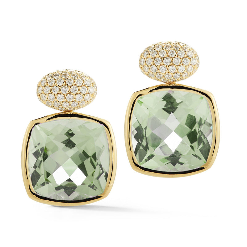A & Furst - Gaia - Drop Earrings with Prasiolite and Diamonds, 18k Yellow Gold