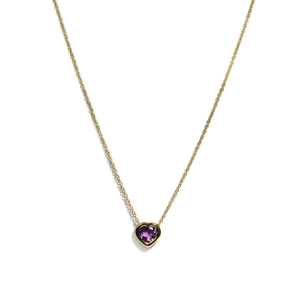 A & Furst - Gaia - Heart Pendant Necklace with Amethyst, 18k Yellow Gold