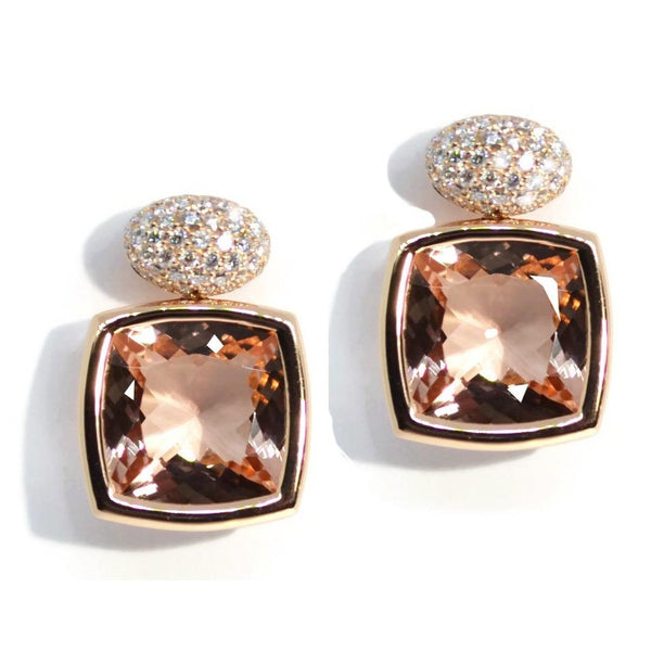 A & Furst - Gaia - Drop Earrings with Morganite and Diamonds, 18k Rose Gold