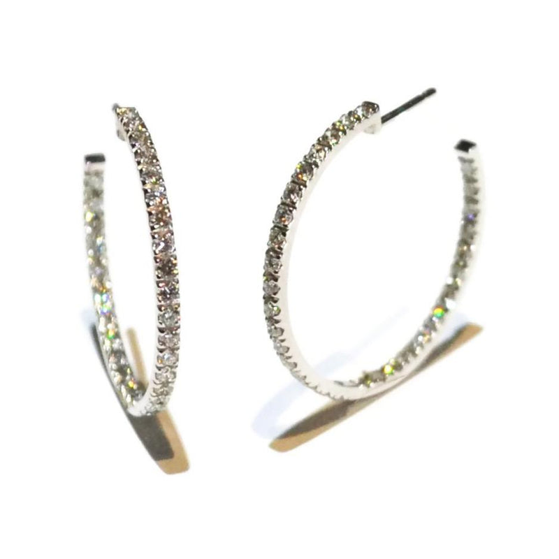 A & Furst - France Hoop Earrings with Diamonds, 18k White Gold, Diameter 30 mm
