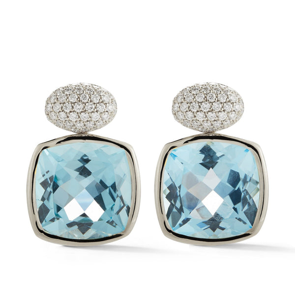 A & Furst - Gaia - Drop Earrings with Blue Topaz and Diamonds, 18k White Gold