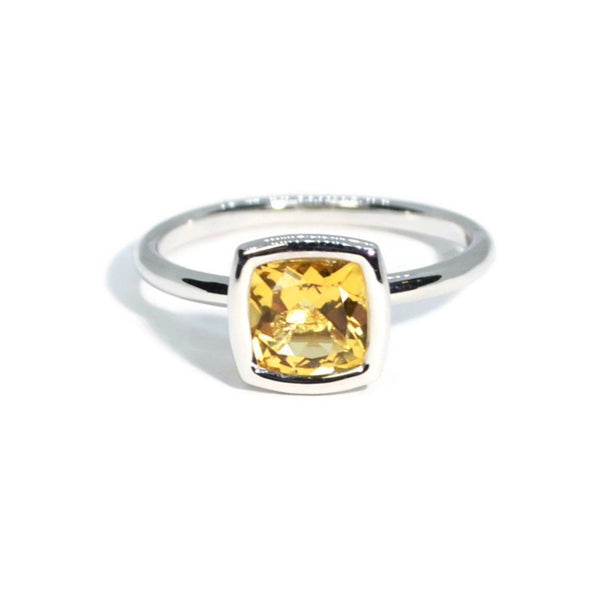 Gaia - Small Stackable Ring with Citrine, 18k White Gold