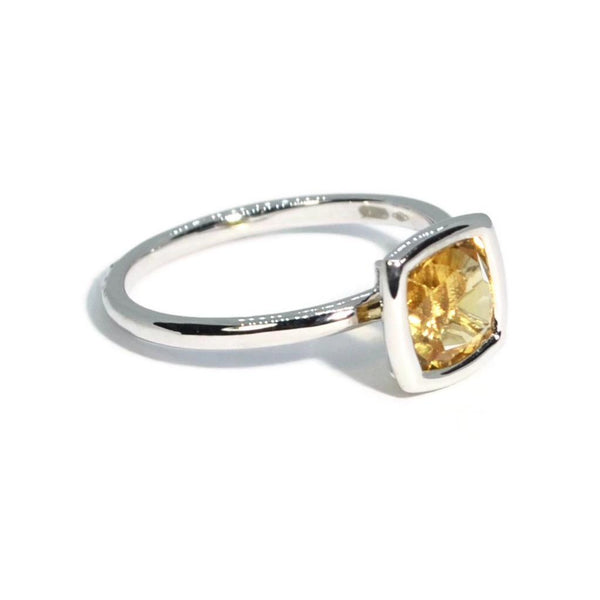 Gaia - Small Stackable Ring with Citrine, 18k White Gold