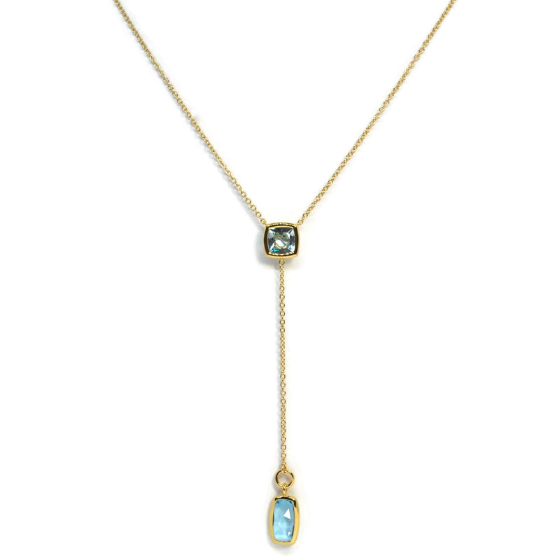 A & Furst - Gaia - Lariat Necklace with Blue Topaz, 18k Yellow Gold