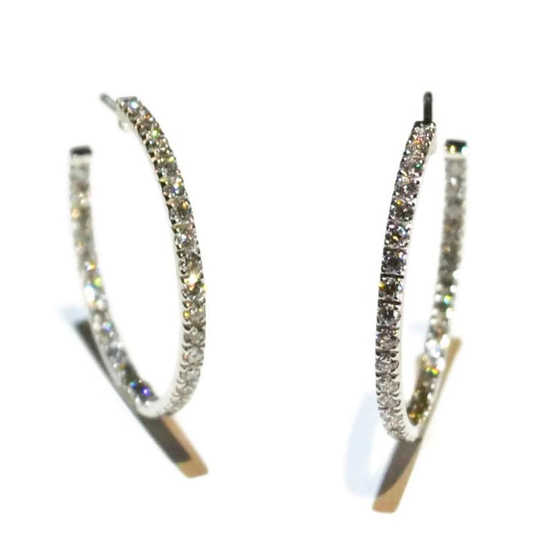 A & Furst - France Hoop Earrings with Diamonds, 18k White Gold, Diameter 30 mm