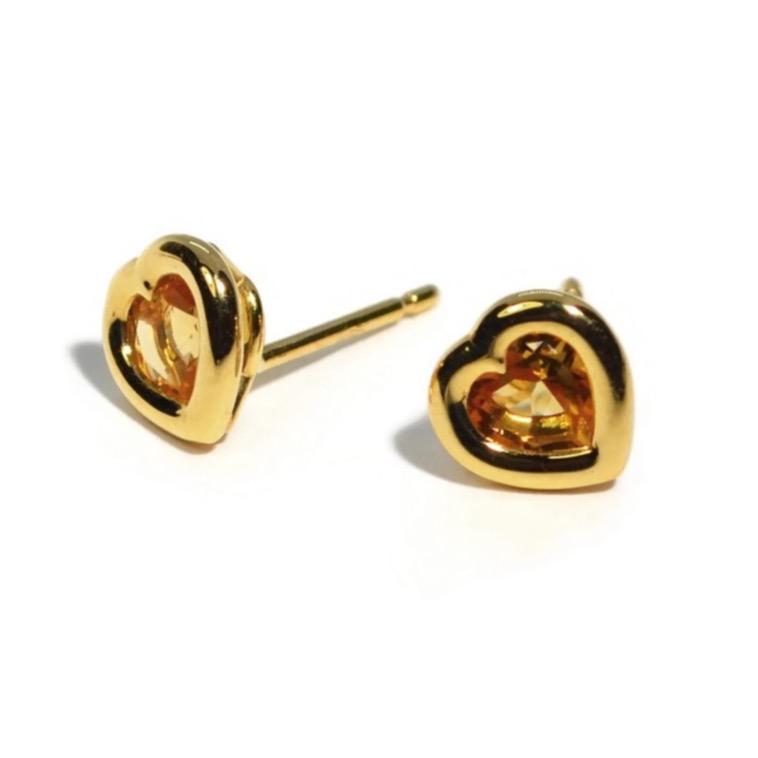A & Furst - Gaia - Heart Stud Earrings with Citrine, 18k Yellow Gold