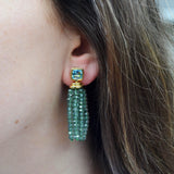 A & Furst - Gaia - Drop Tassel Earrings with Blue Topaz and Prasiolite, 18k Yellow Gold