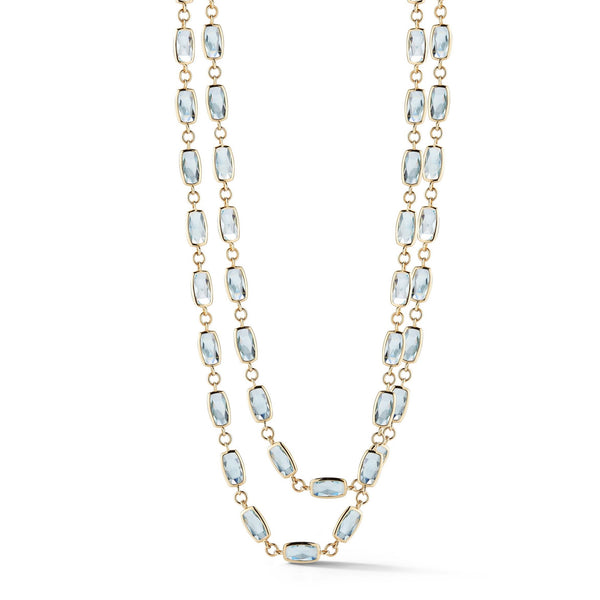 A & Furst - Gaia - Long Necklace with Blue Topaz, 18k Yellow Gold
