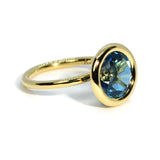 A & Furst - Gaia - Medium Stackable Ring with Round London Blue Topaz, 18k Yellow Gold