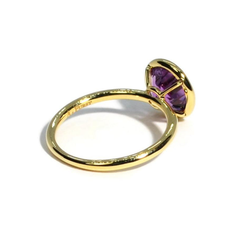 A & Furst - Gaia - Small Stackable Ring with Round Amethyst, 18k Yellow Gold