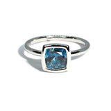 A & Furst - Gaia - Small Stackable Ring with London Blue Topaz, 18k White Gold