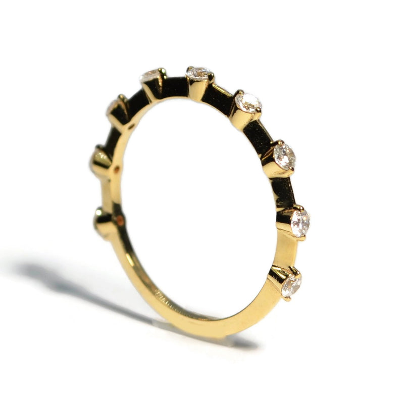 Band Ring with Diamonds, 18k Yellow Gold