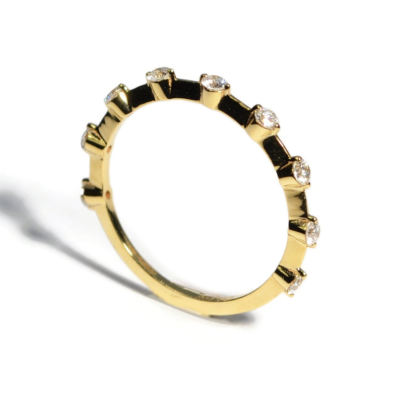 Band Ring with Diamonds, 18k Yellow Gold