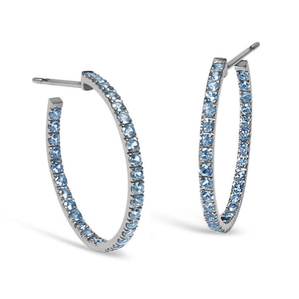 A & Furst - France - Hoop Earrings with Diamonds inside-out, French-set, 18k White Gold