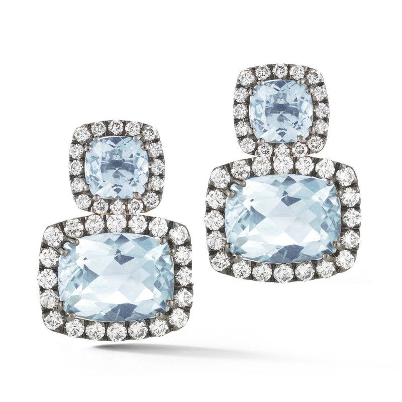 A & Furst - Dynamite - Drop Earrings with Blue Topaz and Diamonds, 18k Blackened Gold