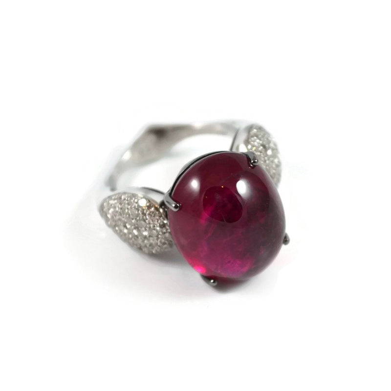 A & Furst - Fleur de Lys - Ring with Rubellite and Diamonds, 18k White Gold