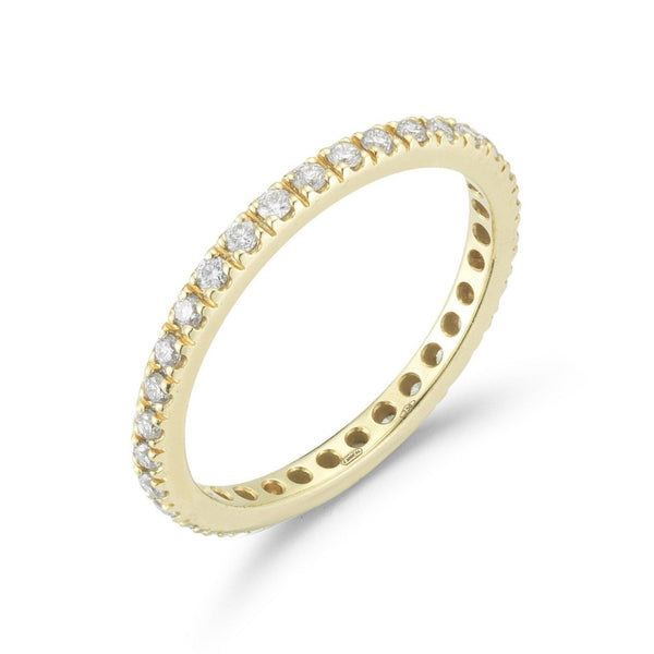France Eternity Band Ring with Peridot, French-set, 18k Yellow Gold.